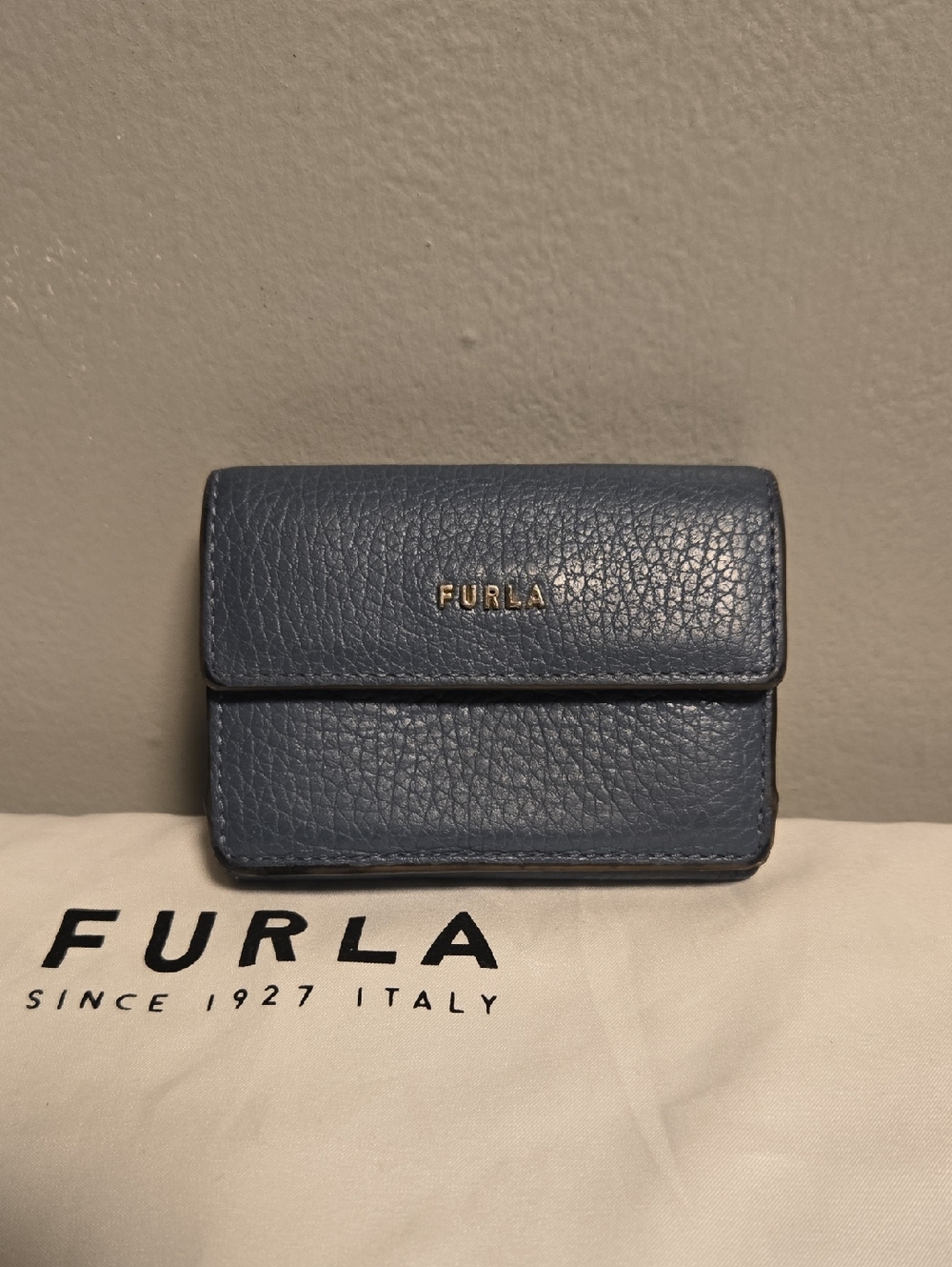 Furla Blue Leather Compact Wallet